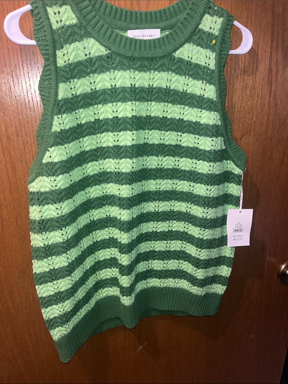 AQUA ASSEMBLY Green Striped Sleeveless Knit Sweater Vest